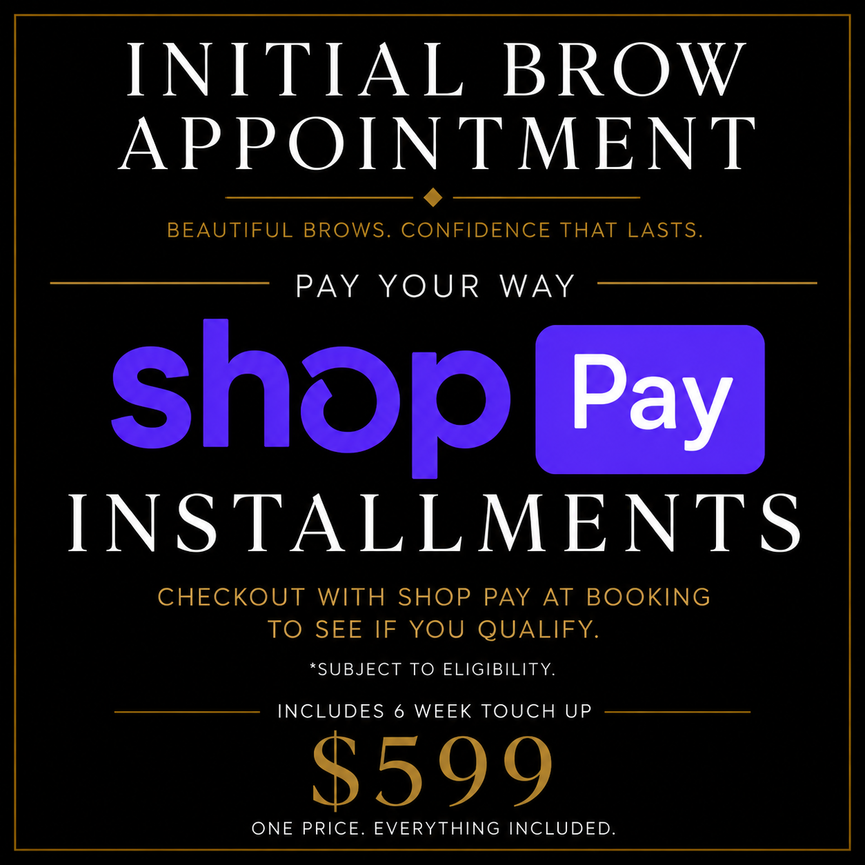 Initial Brow Appointment- Shop Pay Installment Option